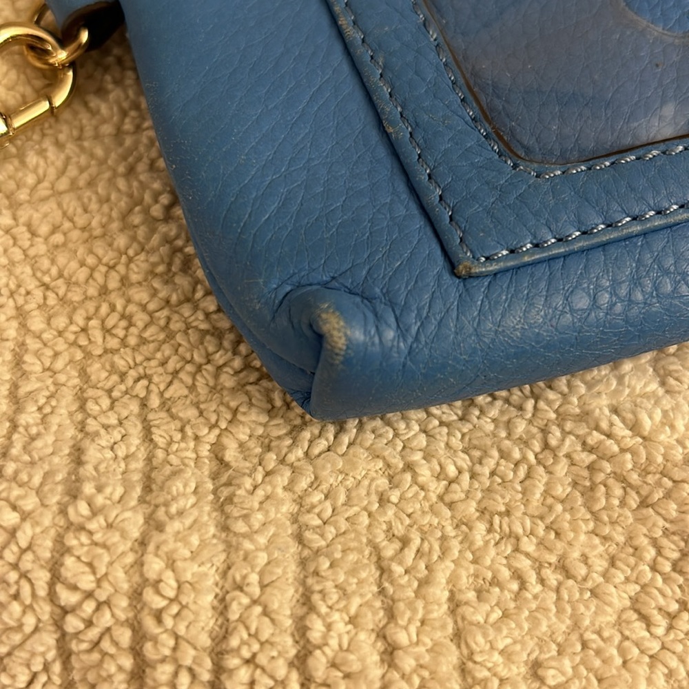 b. Makowsky Blue Leather Full Zip Wristlet Card Holder Wallet Detachable Strap - Picture 9 of 12